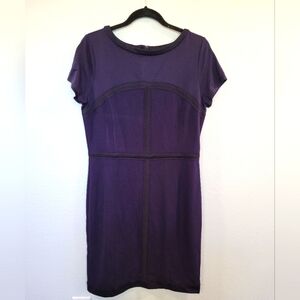 Ann Taylor Womens Indigo Contrast Shaped Dress Size 12 Short Sleeve Sheath